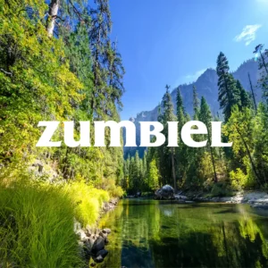 zumbiel logo over an image of a forest and river
